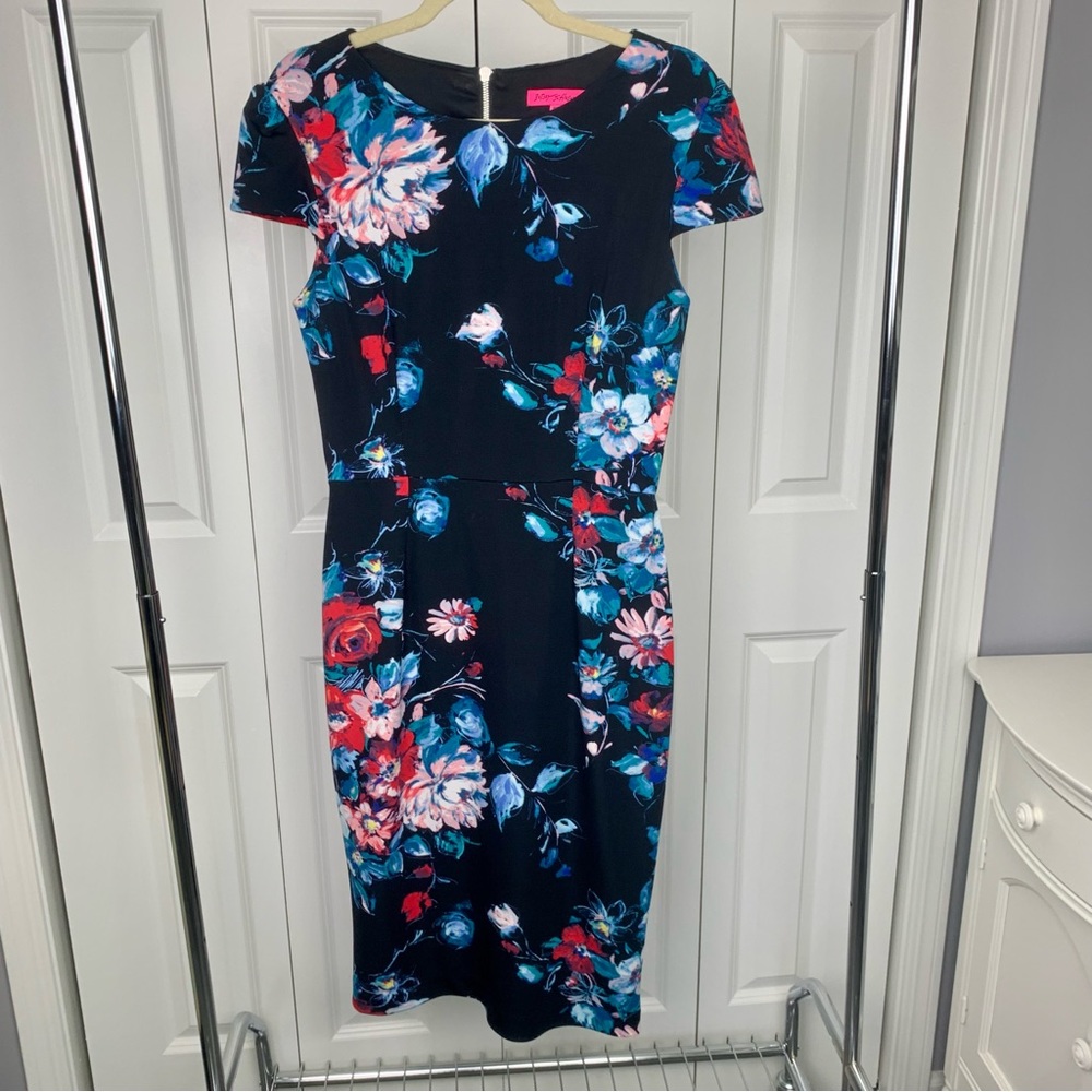 BETSY JOHNSON Black Floral Dress